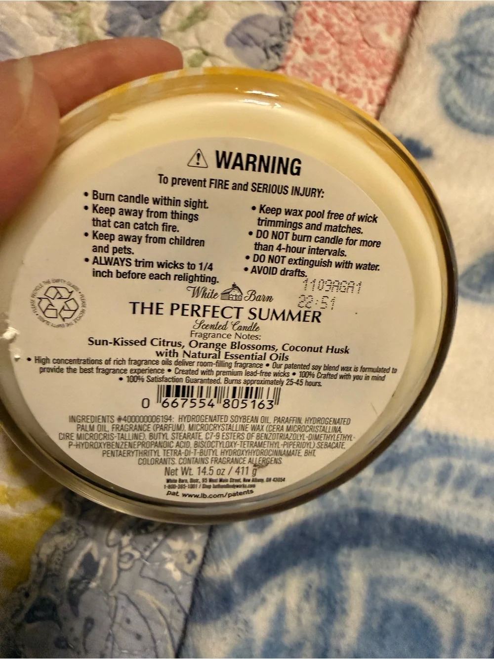 White Barn Yellow 'The Perfect Summer' Scented Candle NEW